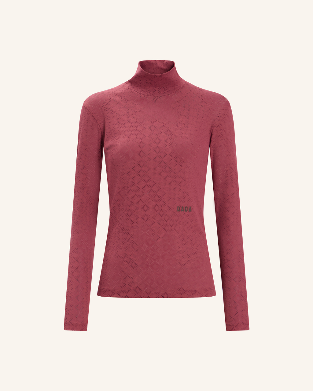 Calder - Technical perforated equestrian mock-neck T-shirt Dark Muscat