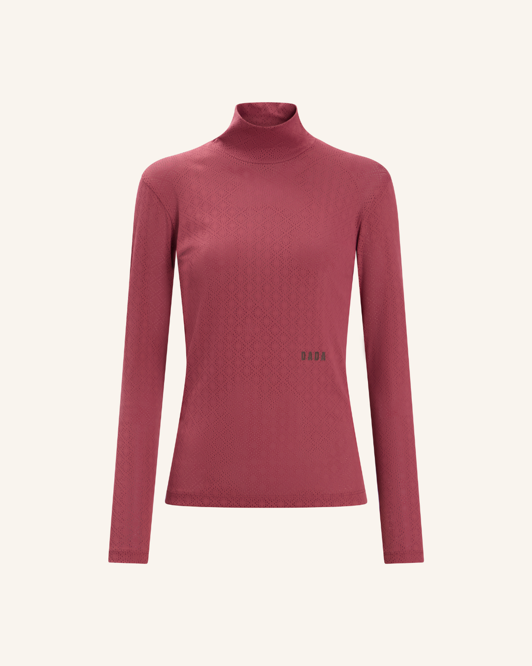 Calder - Technical perforated equestrian mock-neck T-shirt Dark Muscat