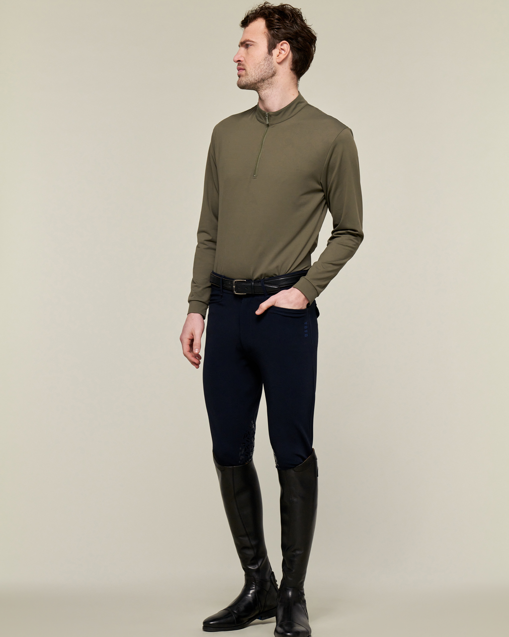 Albe - Technical Long-Sleeve Equestrian Polo Olive