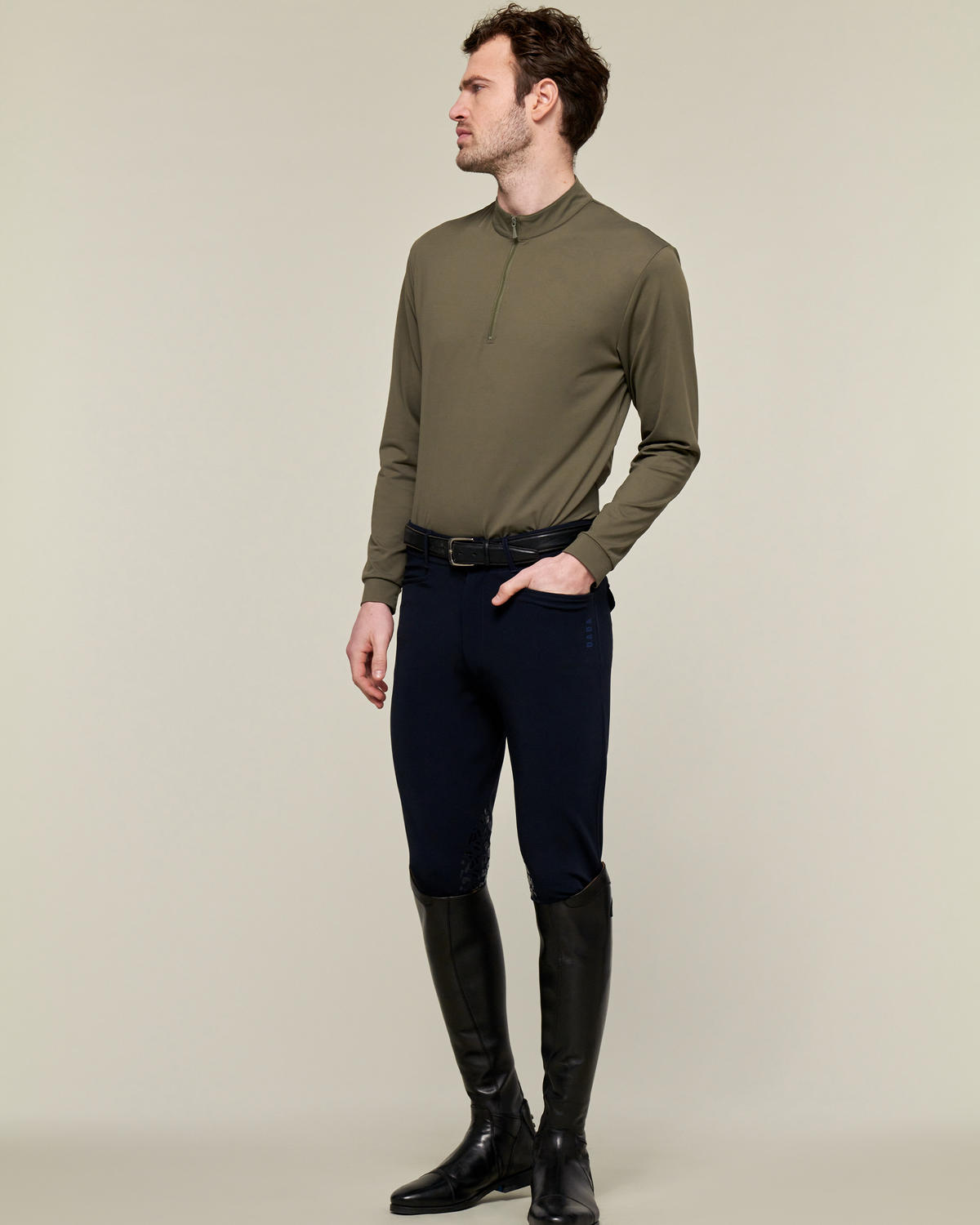 Albe - Technical Long-Sleeve Equestrian Polo Olive