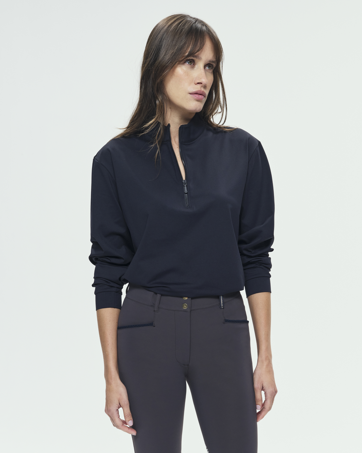 Albe - Technical Long-Sleeve Equestrian Polo Shirt Black