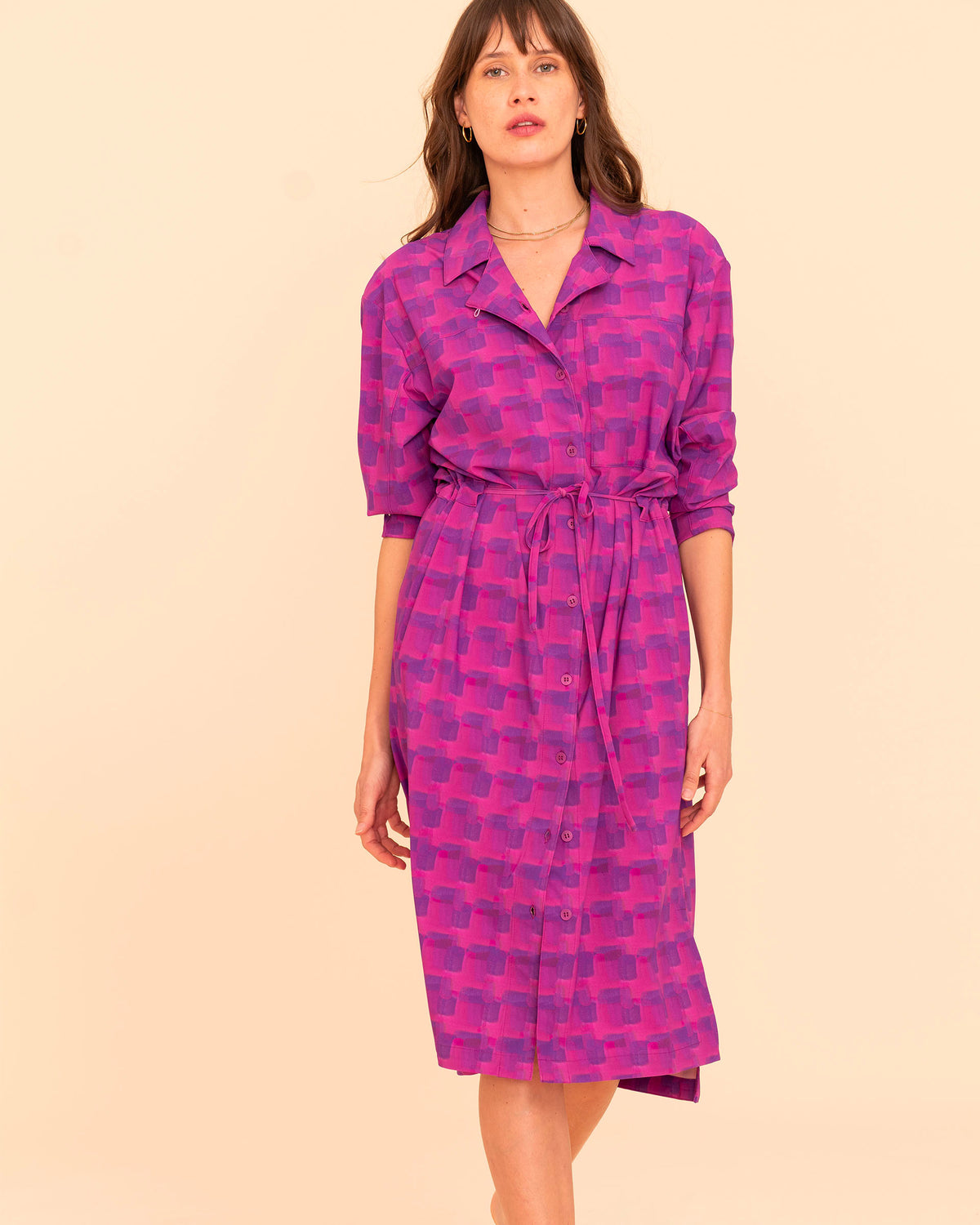 Aramis - Pink Print Shirt Dress
