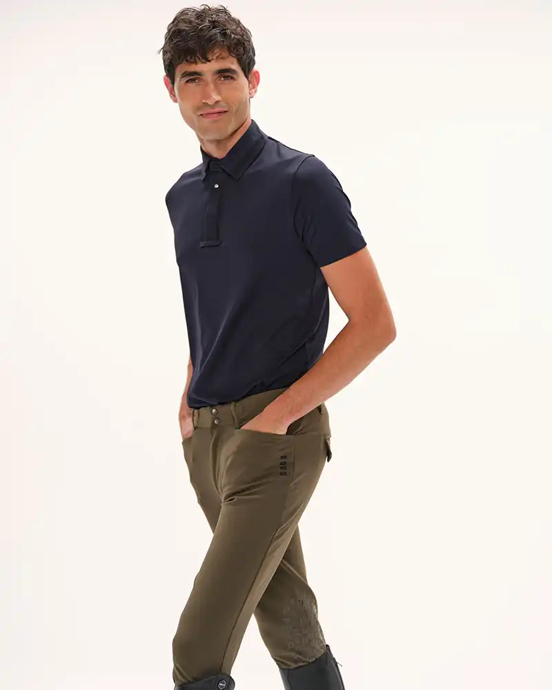 Blue - Short-sleeved competition equestrian polo