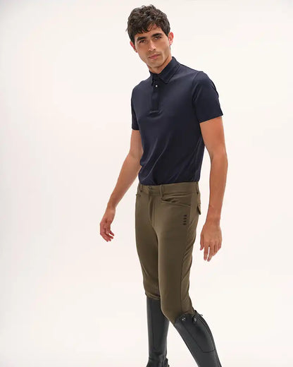 Blue - Short-sleeved competition equestrian polo