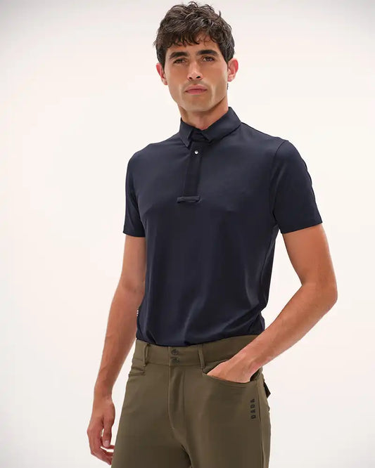 Blue - Short-sleeved competition equestrian polo