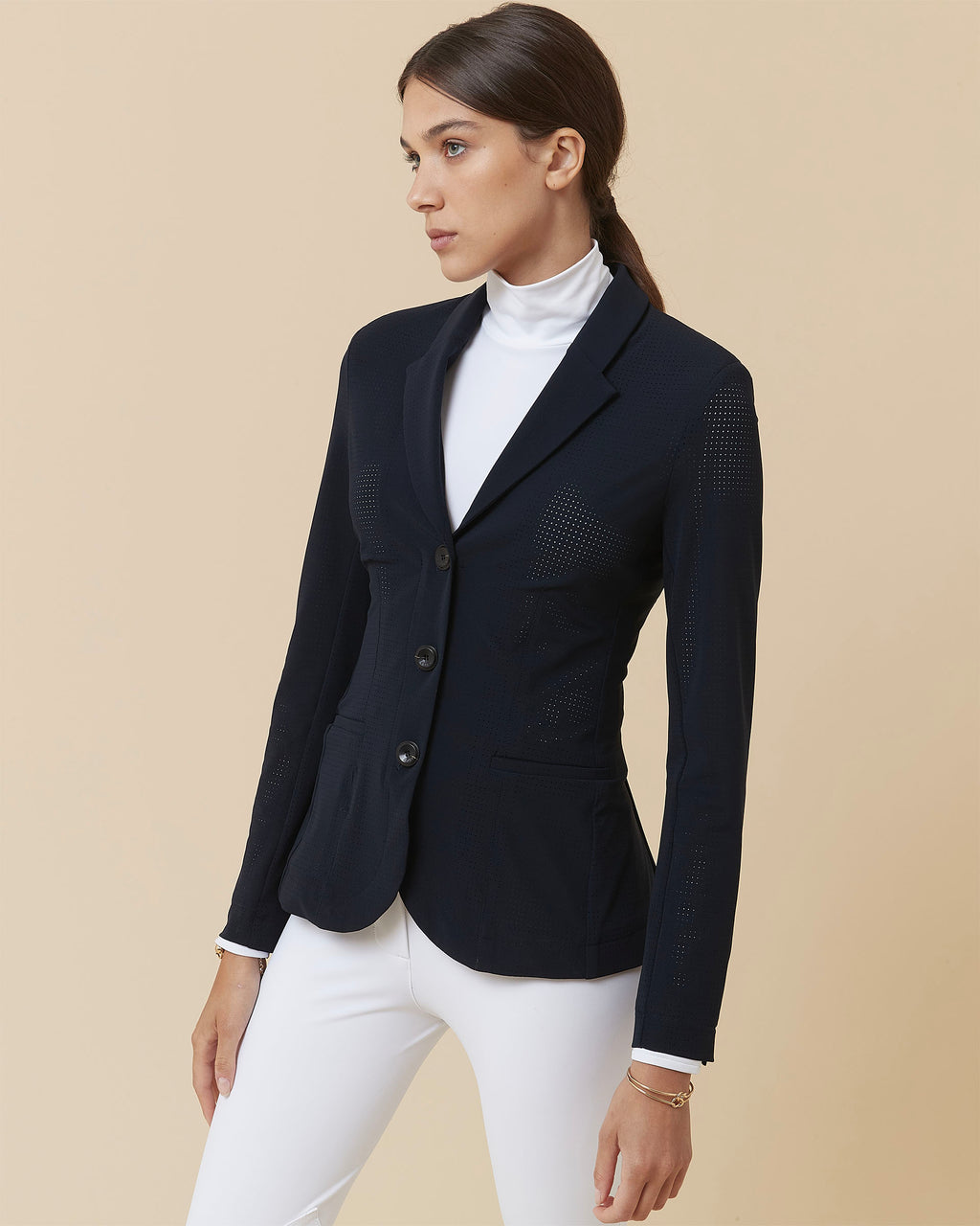 Cadence - Veste de compétition d'équitation micro perforée Marine