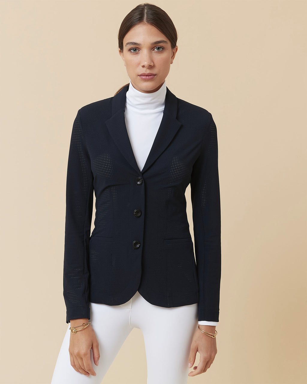 Cadence - Veste de compétition d'équitation micro perforée Marine