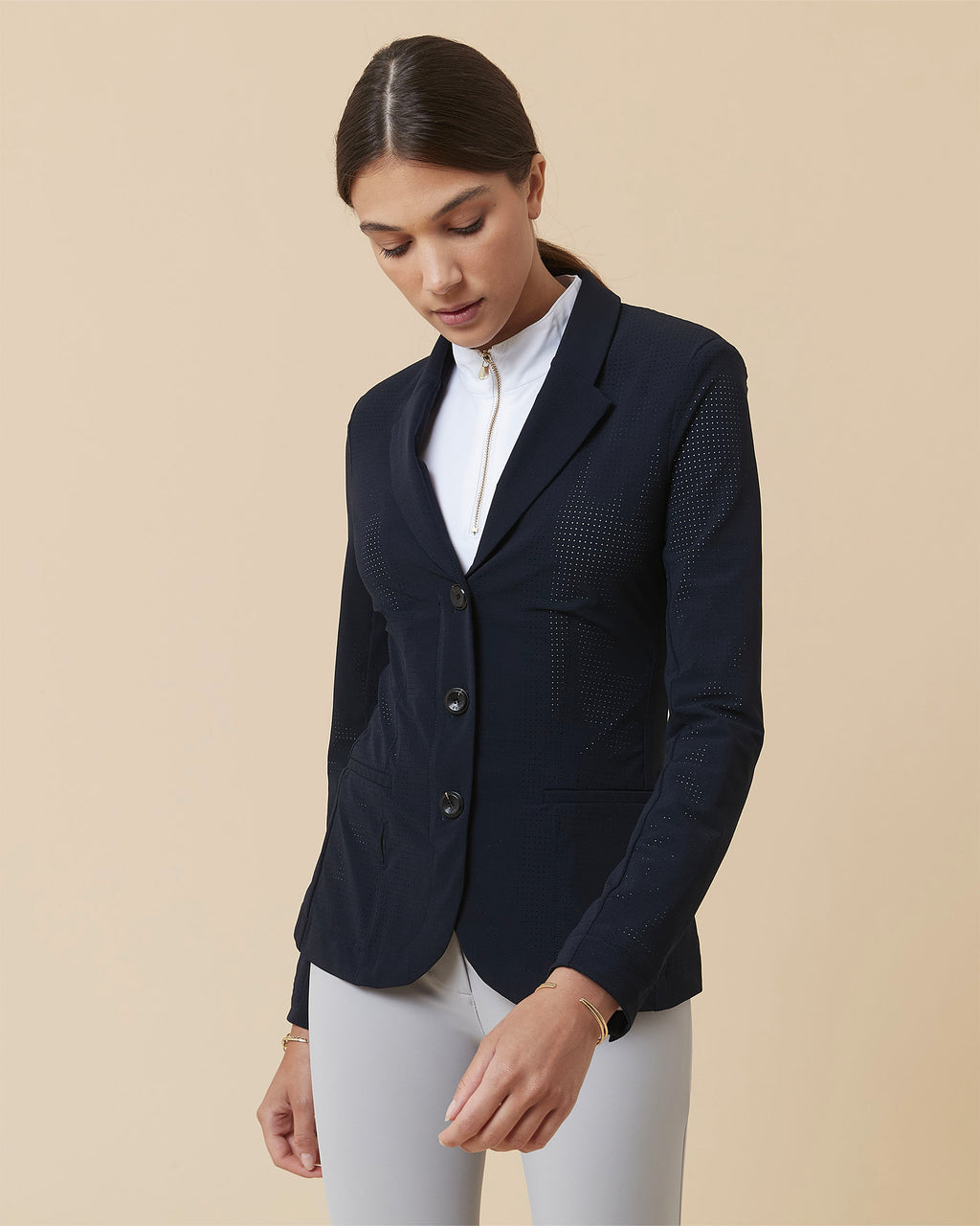 Cadence - Veste de compétition d'équitation micro perforée Marine