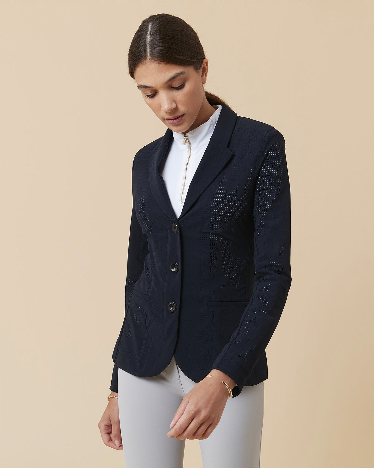 Cadence - Veste de compétition d'équitation micro perforée Marine