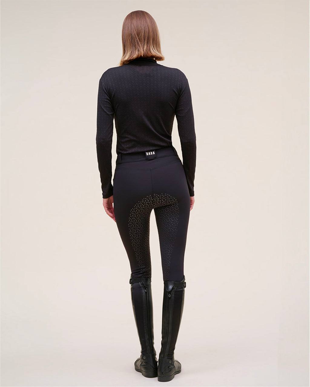 Calder - Black perforated technical equestrian mock-neck T-shirt
