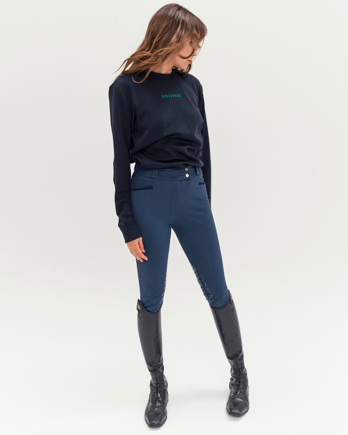 Caspian - Sweatshirt léger d'équitation unisexe Marine
