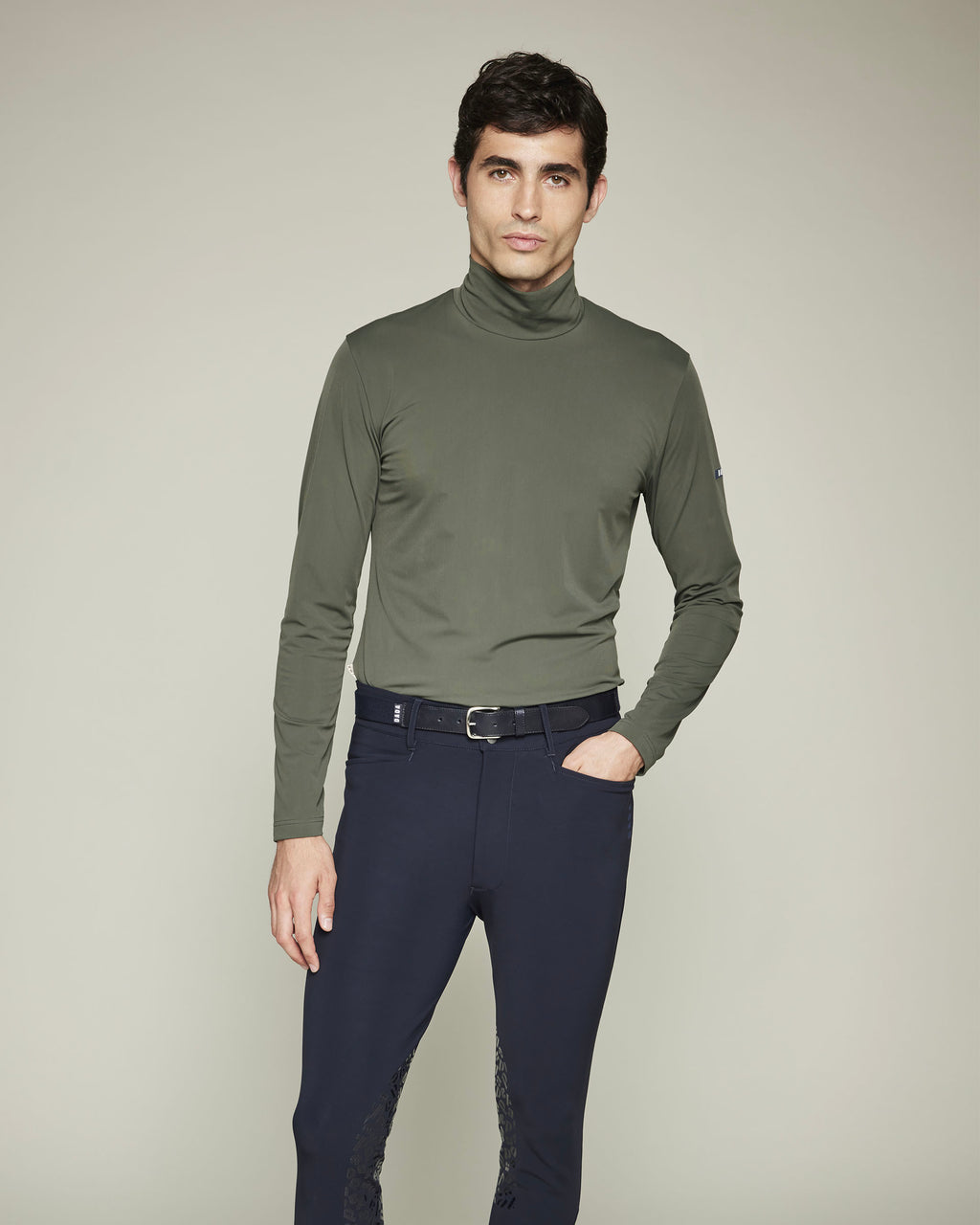 Cisko - Unisex English Green Equestrian Mock-Neck Technical T-Shirt