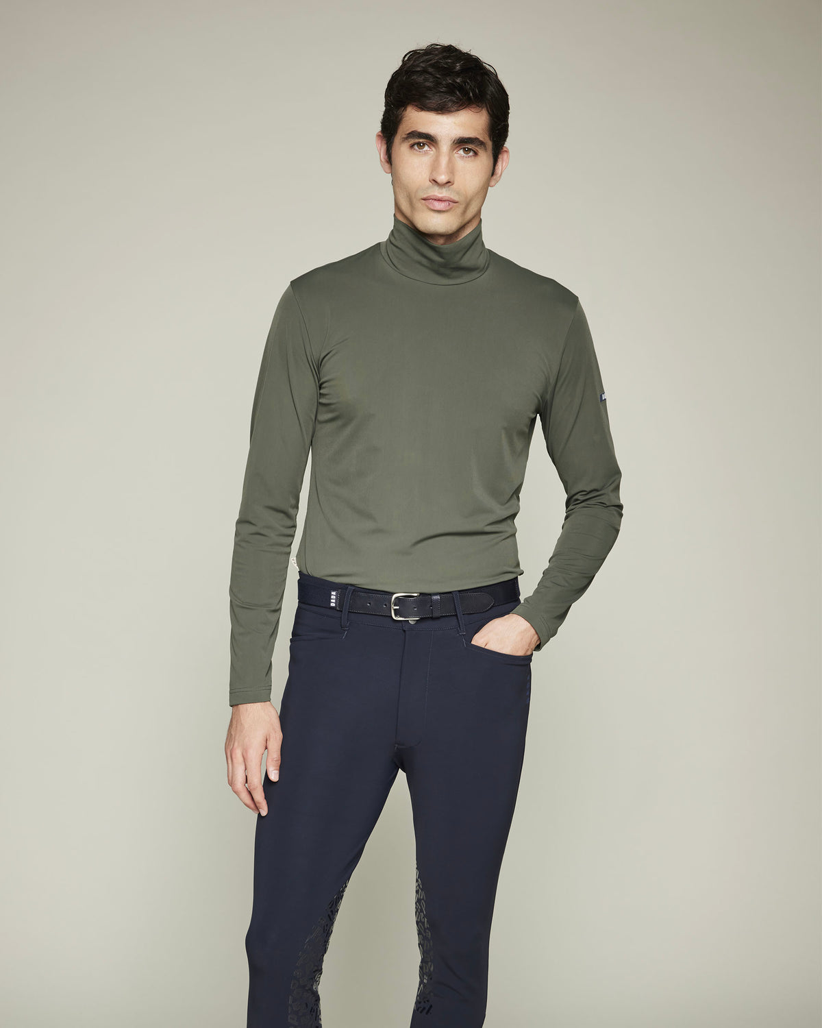 Cisko - Unisex English Green Equestrian Mock-Neck Technical T-Shirt