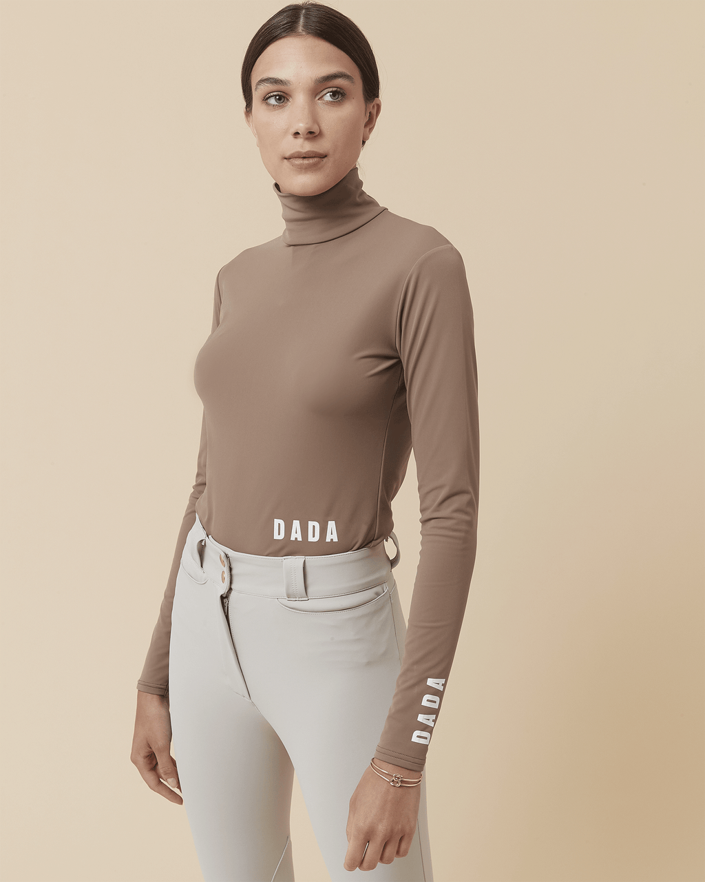 Consul - Mocha Technical Mock-Neck Riding T-Shirt