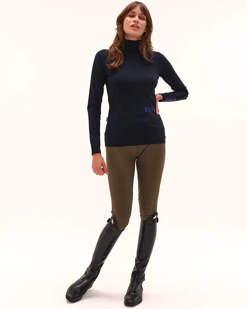 Consul - Navy Technical Mock-Neck Riding T-Shirt