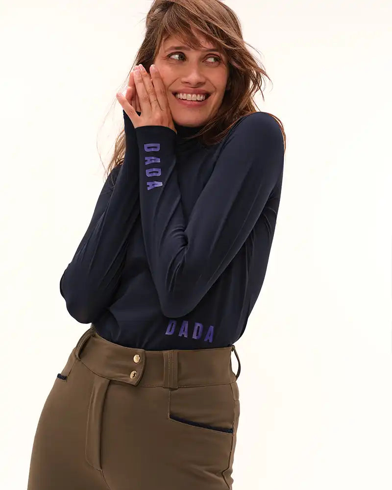 Consul - Navy Technical Mock-Neck Riding T-Shirt