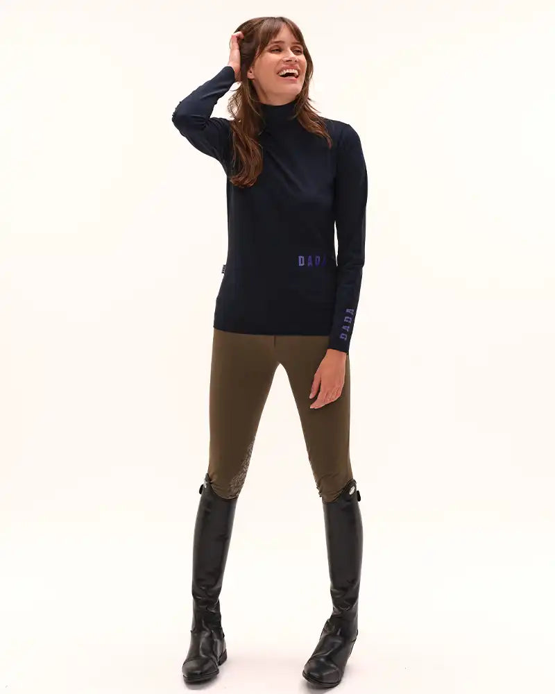 Consul - Navy Technical Mock-Neck Riding T-Shirt
