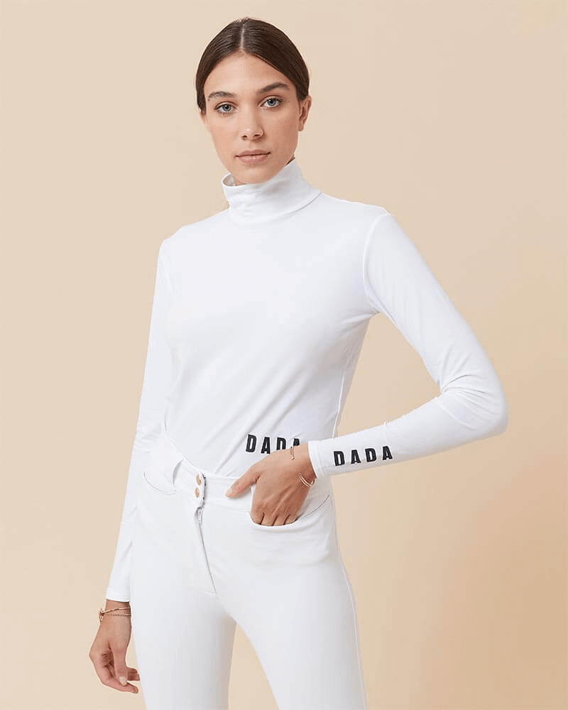 Consul - White Technical Mock-Neck Riding T-Shirt