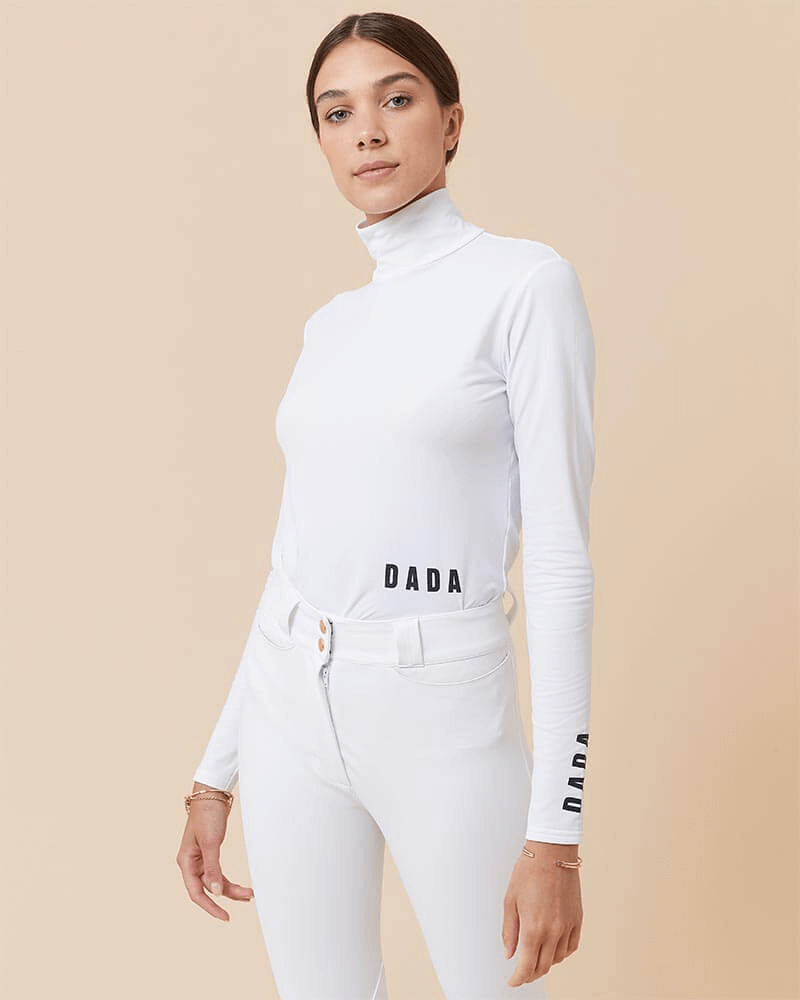 Consul - White Technical Mock-Neck Riding T-Shirt