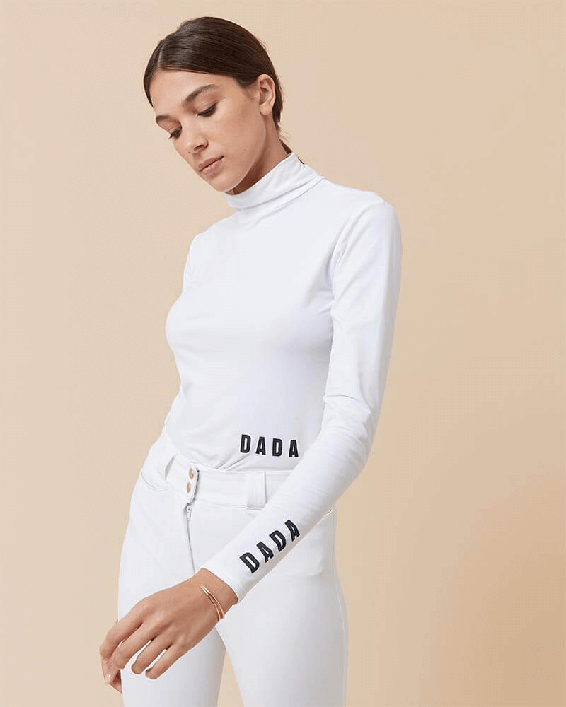 Consul - White Technical Mock-Neck Riding T-Shirt