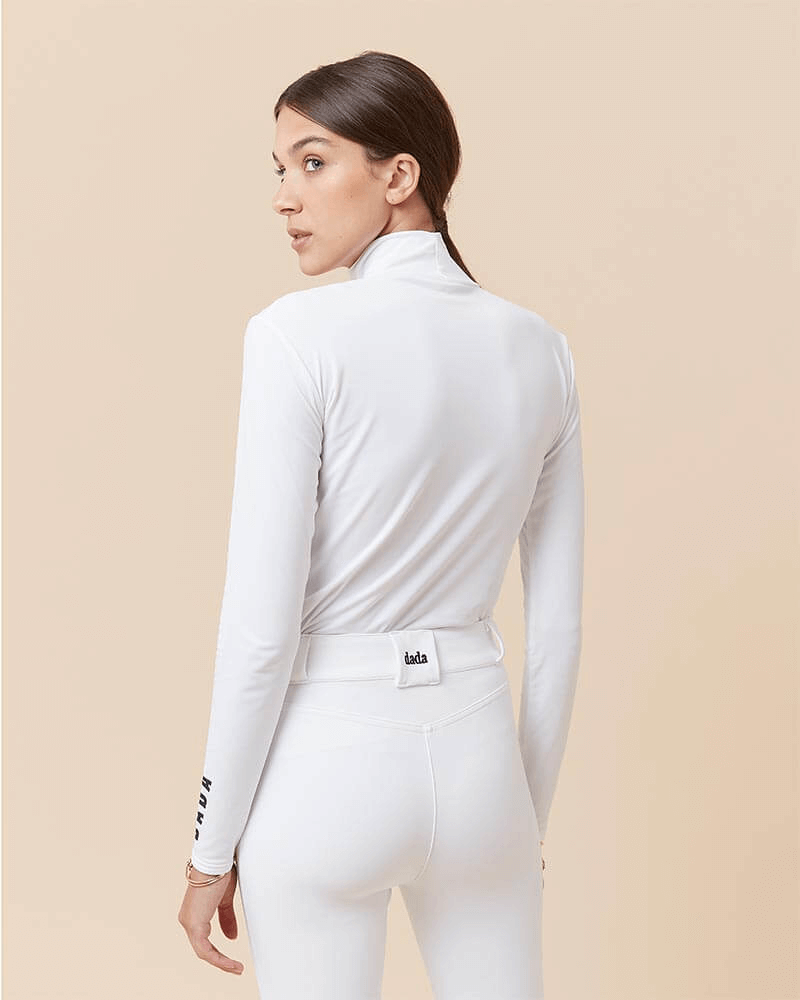 Consul - White Technical Mock-Neck Riding T-Shirt