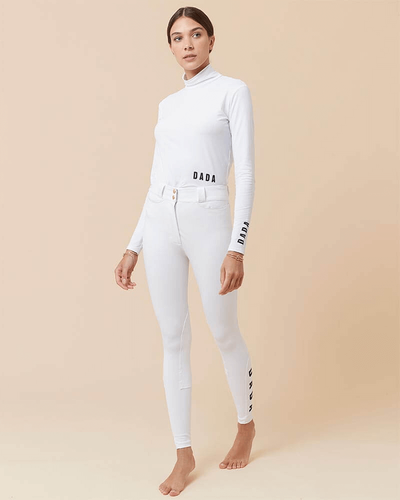 Consul - White Technical Mock-Neck Riding T-Shirt
