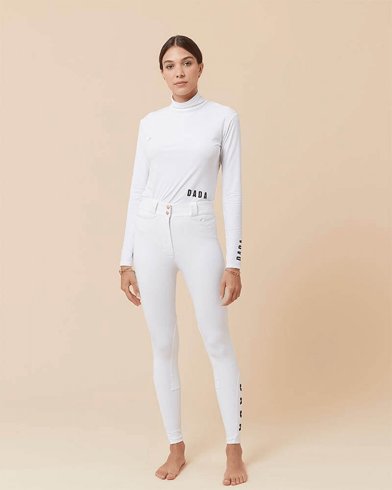 Consul - White Technical Mock-Neck Riding T-Shirt