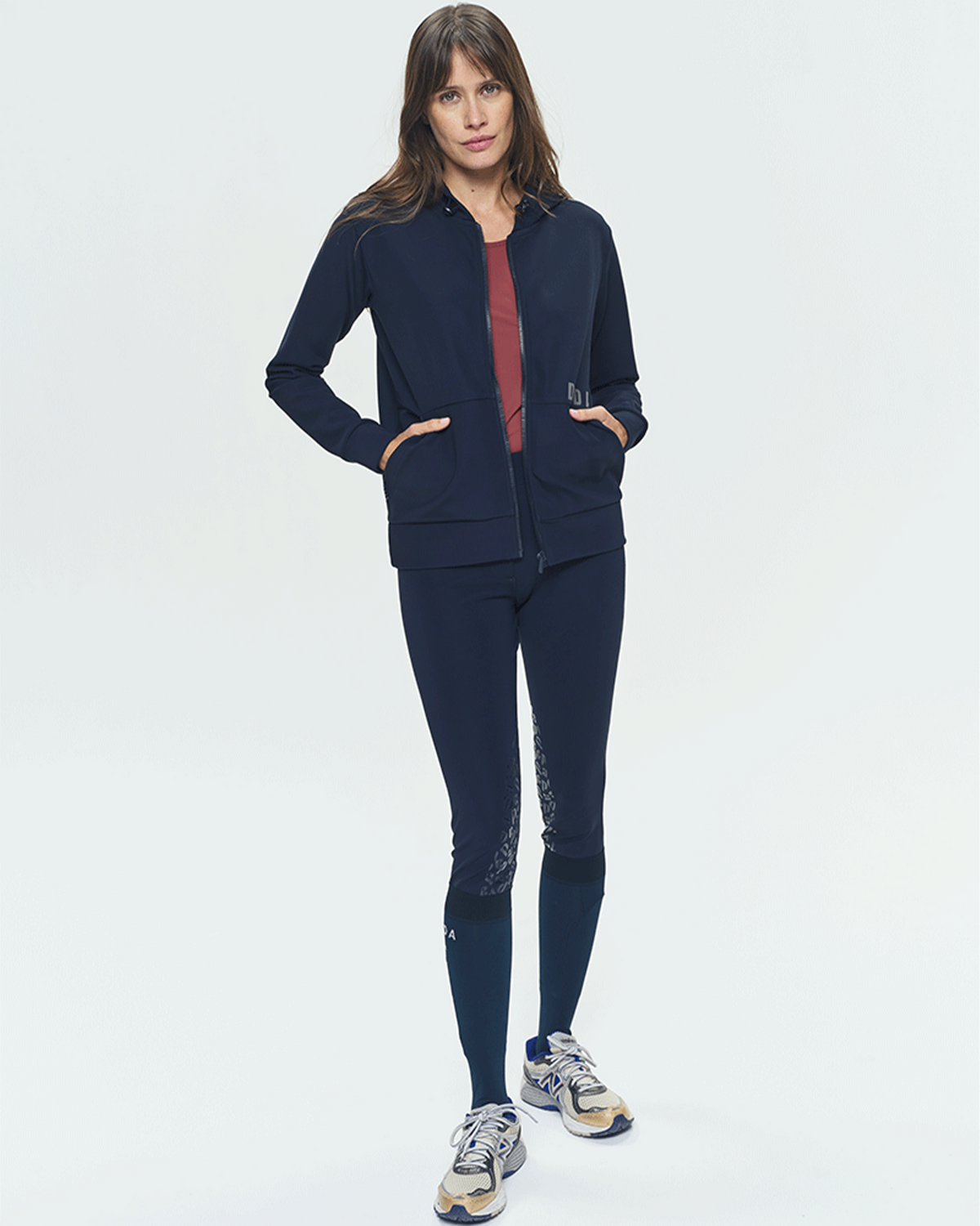 Dexter - Unisex navy hooded softshell riding jacket
