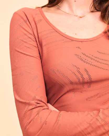 Ephebe - T-Shirt technique d'équitation manches longues. Bois de rose