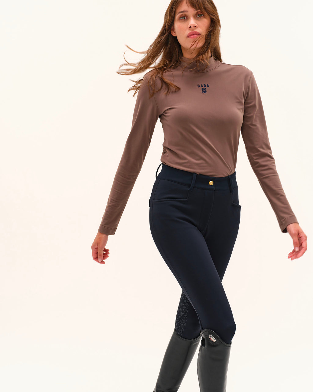 Ernest - T-shirt technique chaud d'équitation Moka