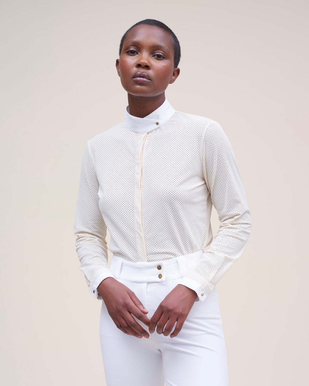 Euphoria - Chemise de concours d'équitation microperforé Craie