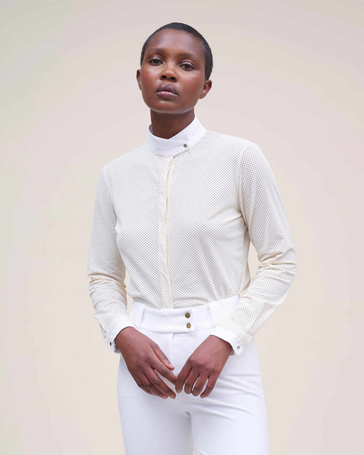 Euphoria - Chemise de concours d'équitation microperforé Craie