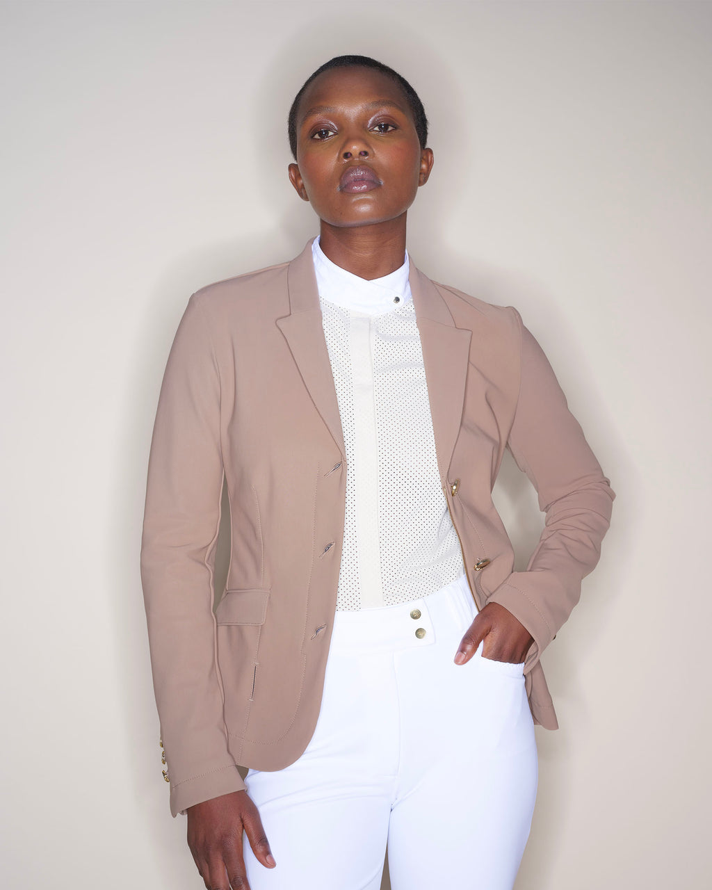 Euphoria - Chemise de concours d'équitation microperforé Craie
