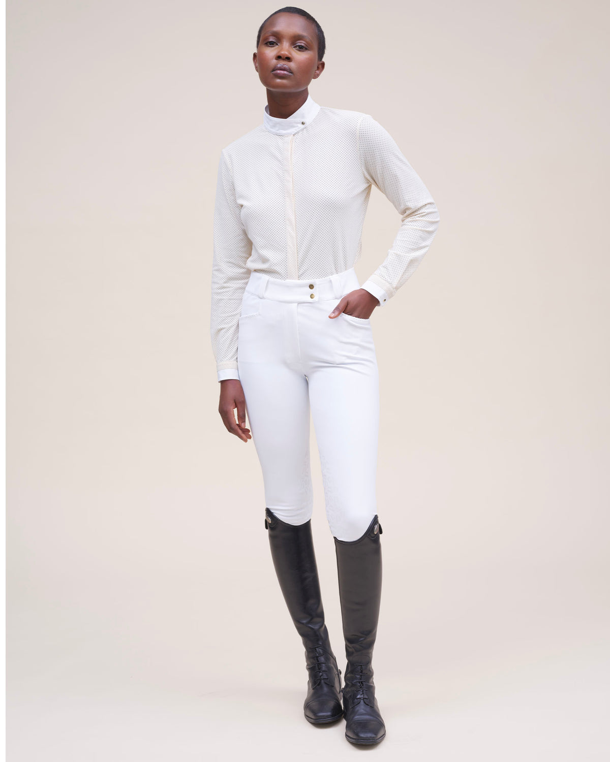 Euphoria - Chemise de concours d'équitation microperforé Craie