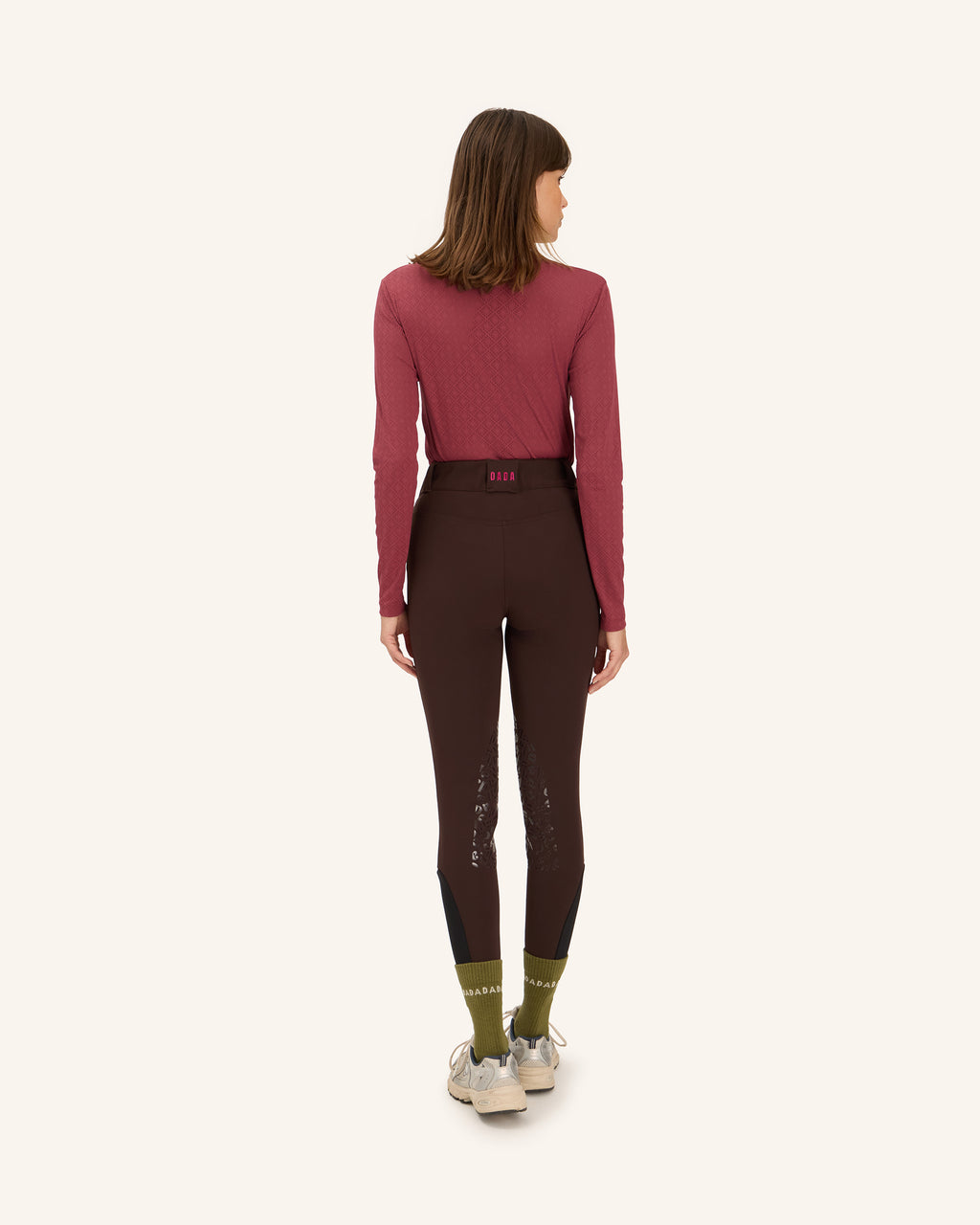 Calder - Technical perforated equestrian mock-neck T-shirt Dark Muscat