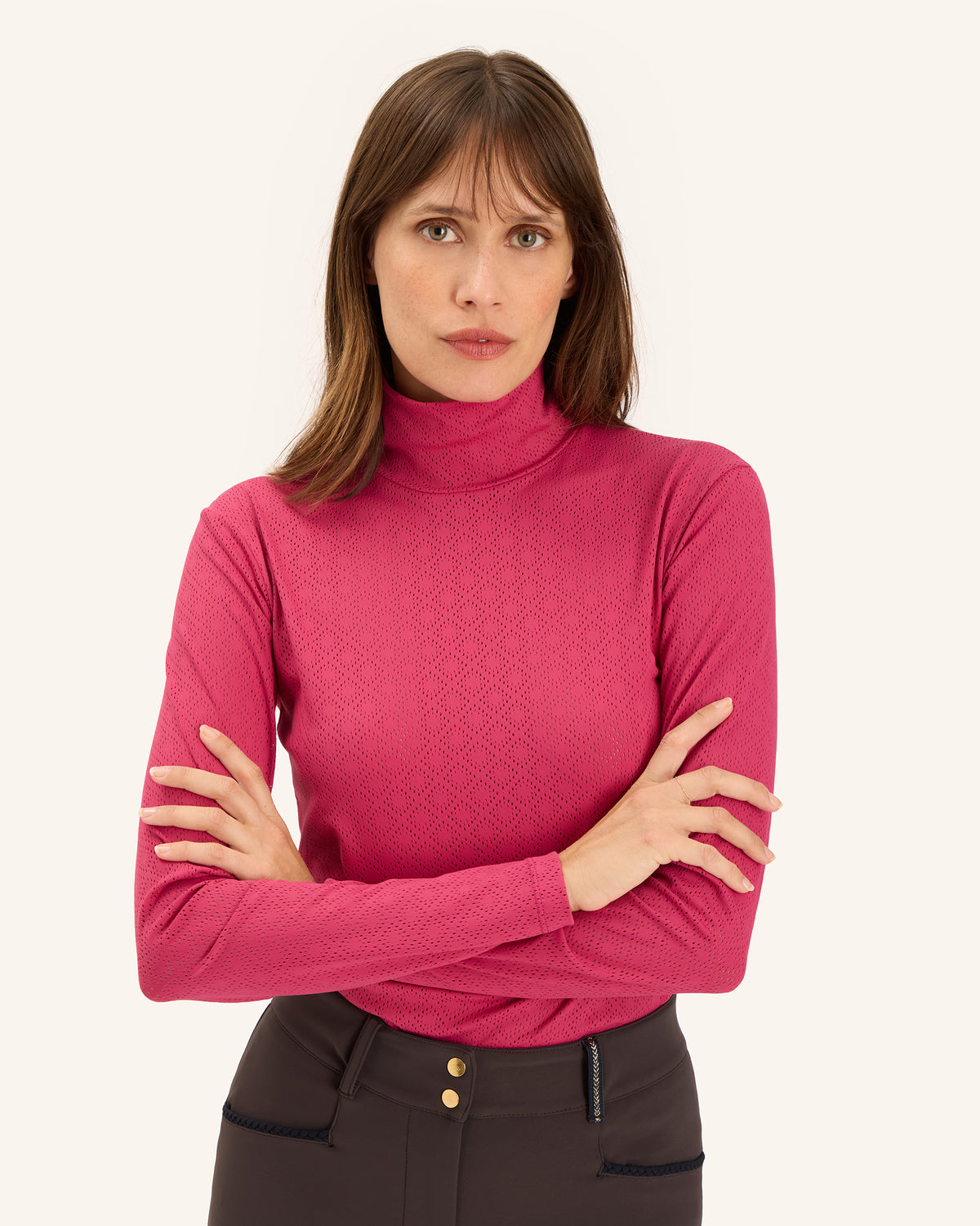 Calder - T-Shirt technique perforé d'équitation col montant
