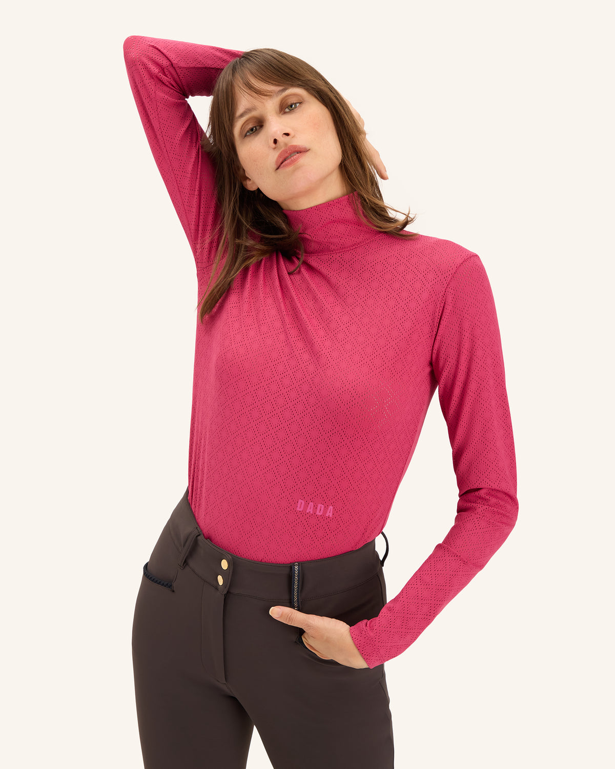 Calder - T-Shirt technique perforé d'équitation col montant