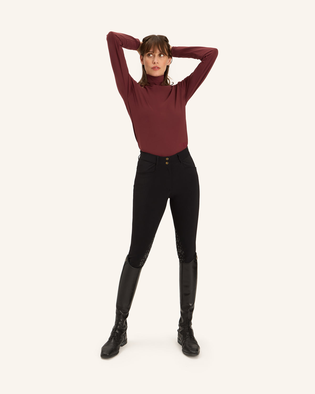 Consul - Burgundy Technical Mock-Neck Riding T-Shirt