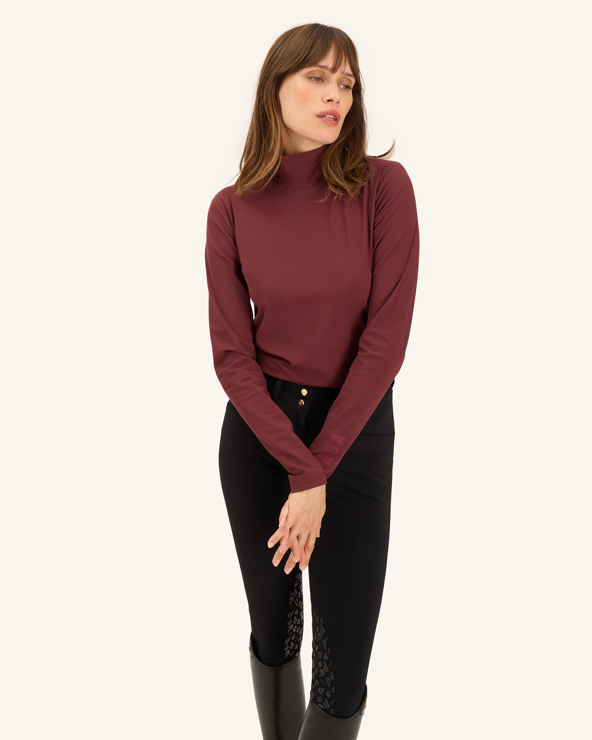 Consul - Burgundy Technical Mock-Neck Riding T-Shirt