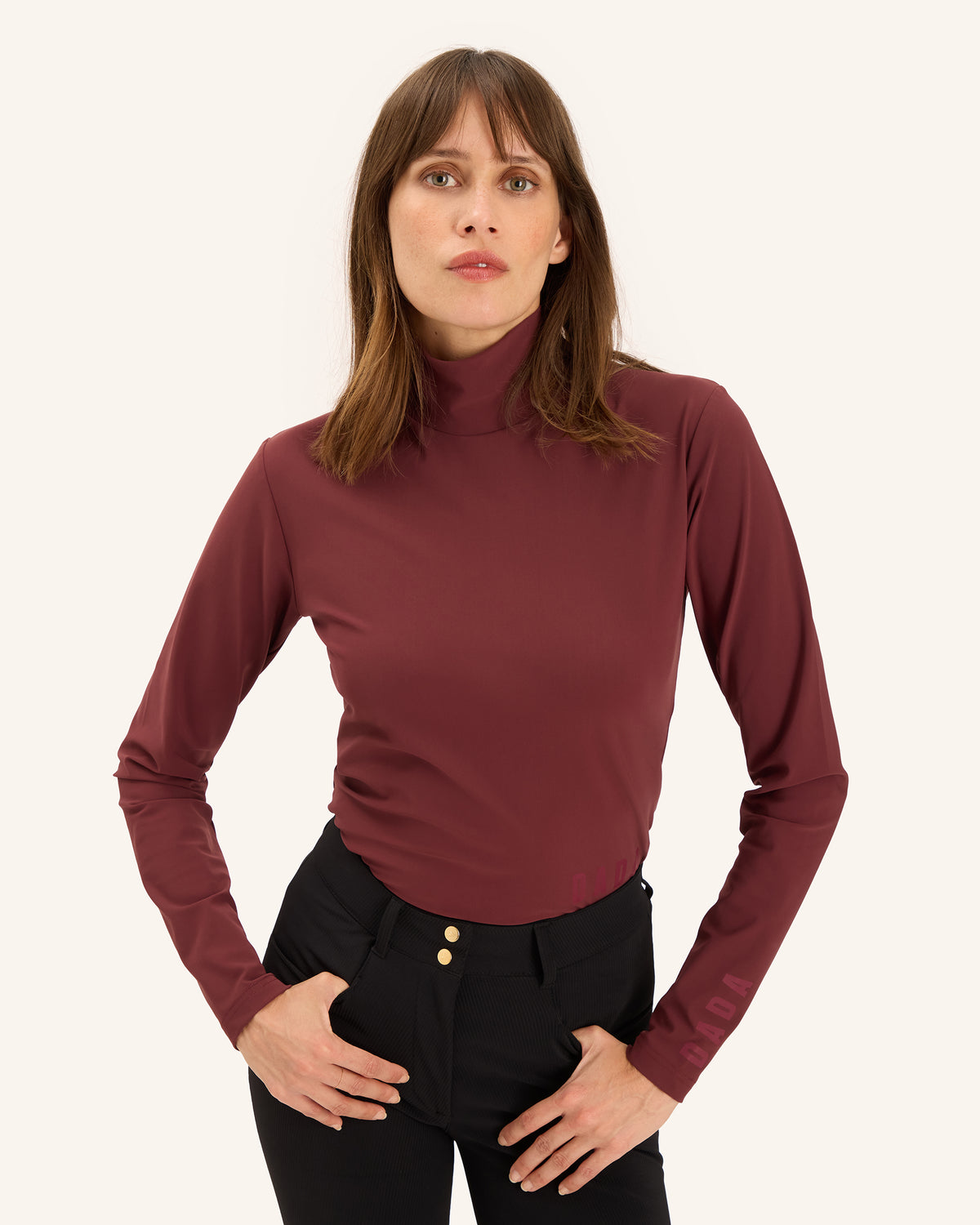 Consul - Burgundy Technical Mock-Neck Riding T-Shirt