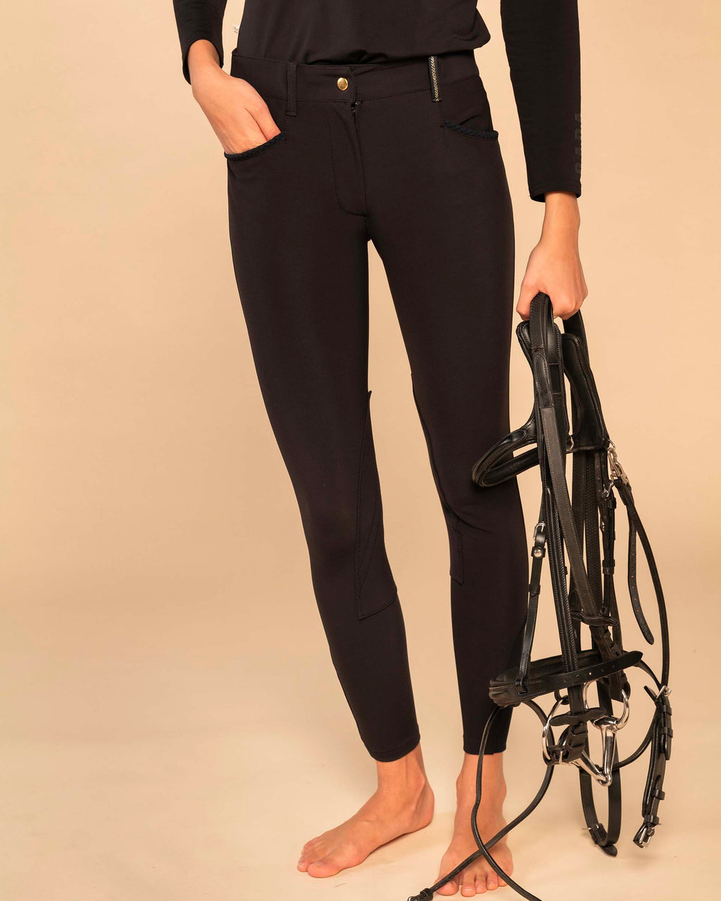 Giovani Winter - Black Fleece-Lined Riding Pants
