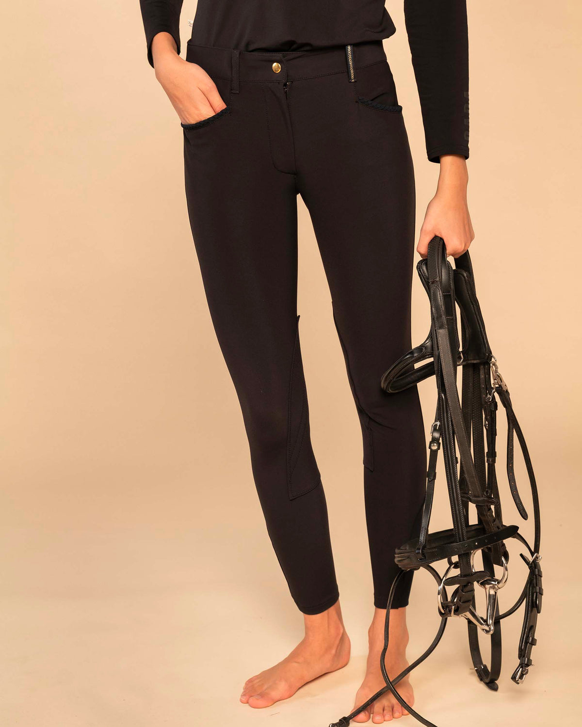 Giovani Winter - Black Fleece-Lined Riding Pants