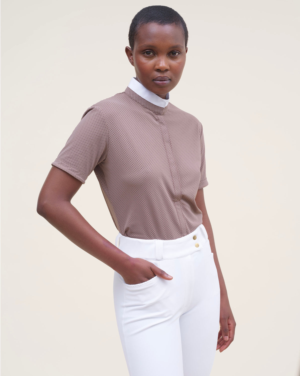 Helios - Glacé Brown Equestrian Competition Polo Shirt