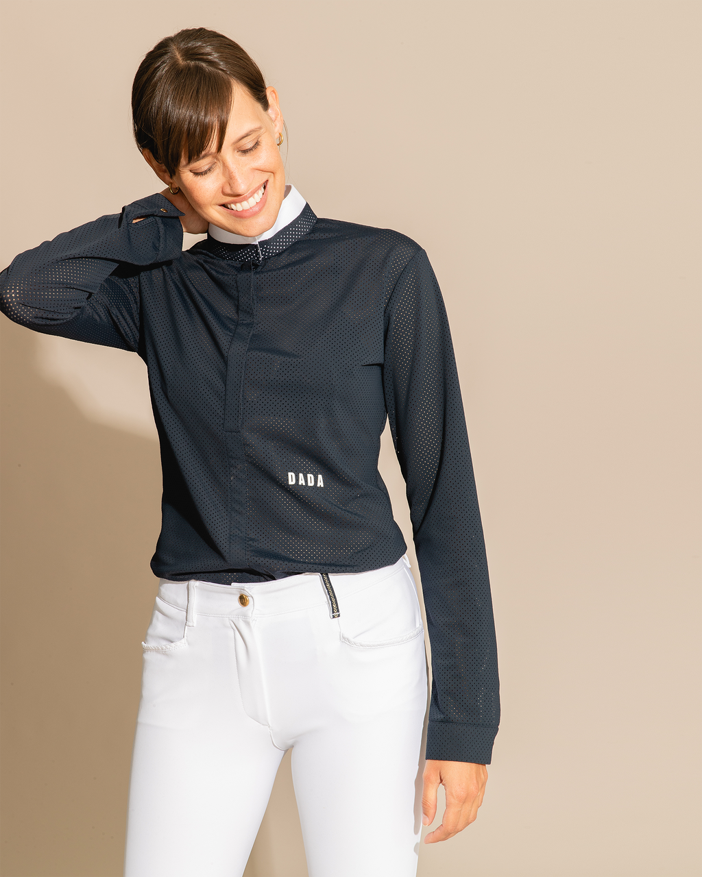 Helios ML - Navy Long-Sleeve Equestrian Competition Polo