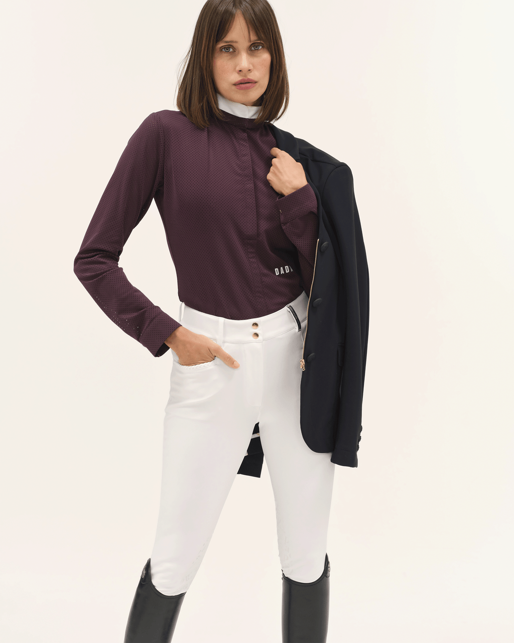 Helios ML - Polo de concours d'équitation manches longues Dark Muscat