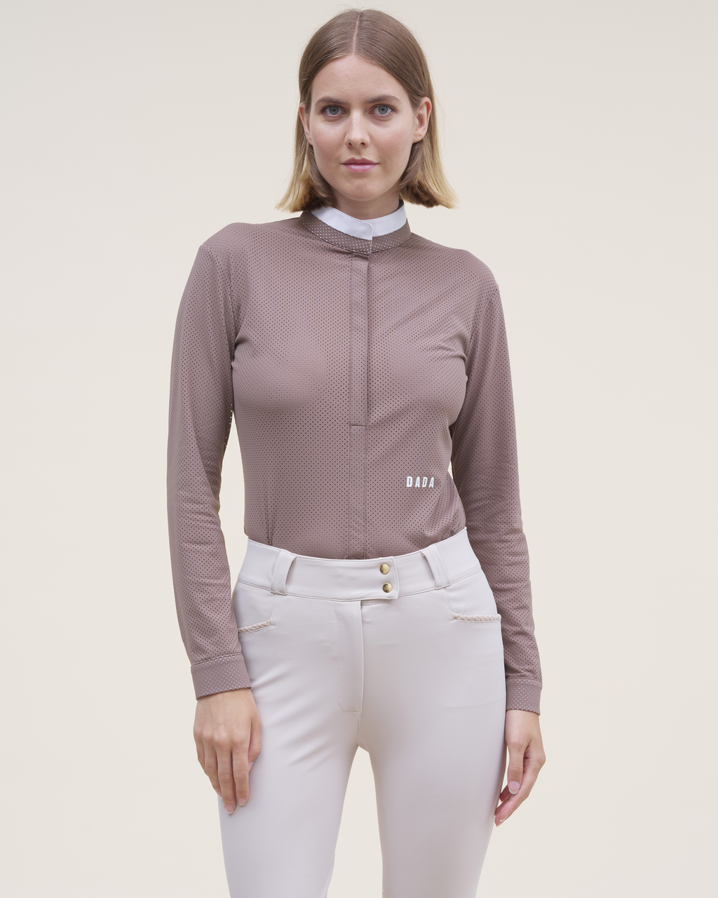 Helios ML - Equestrian Competition Polo Shirt, Long Sleeves, Iced Brown