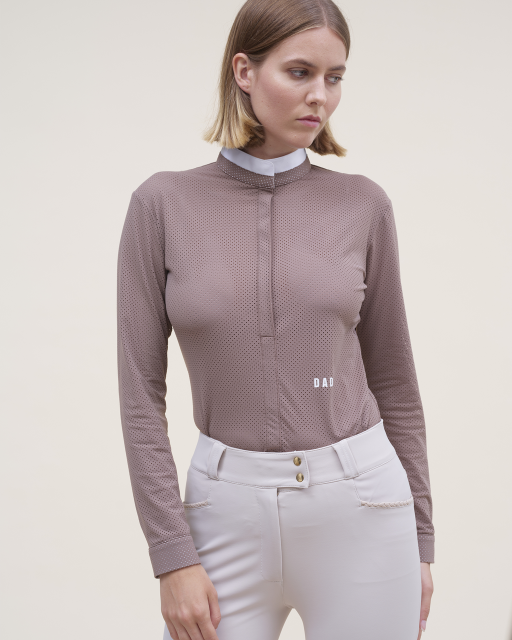 Helios ML - Equestrian Competition Polo Shirt, Long Sleeves, Iced Brown