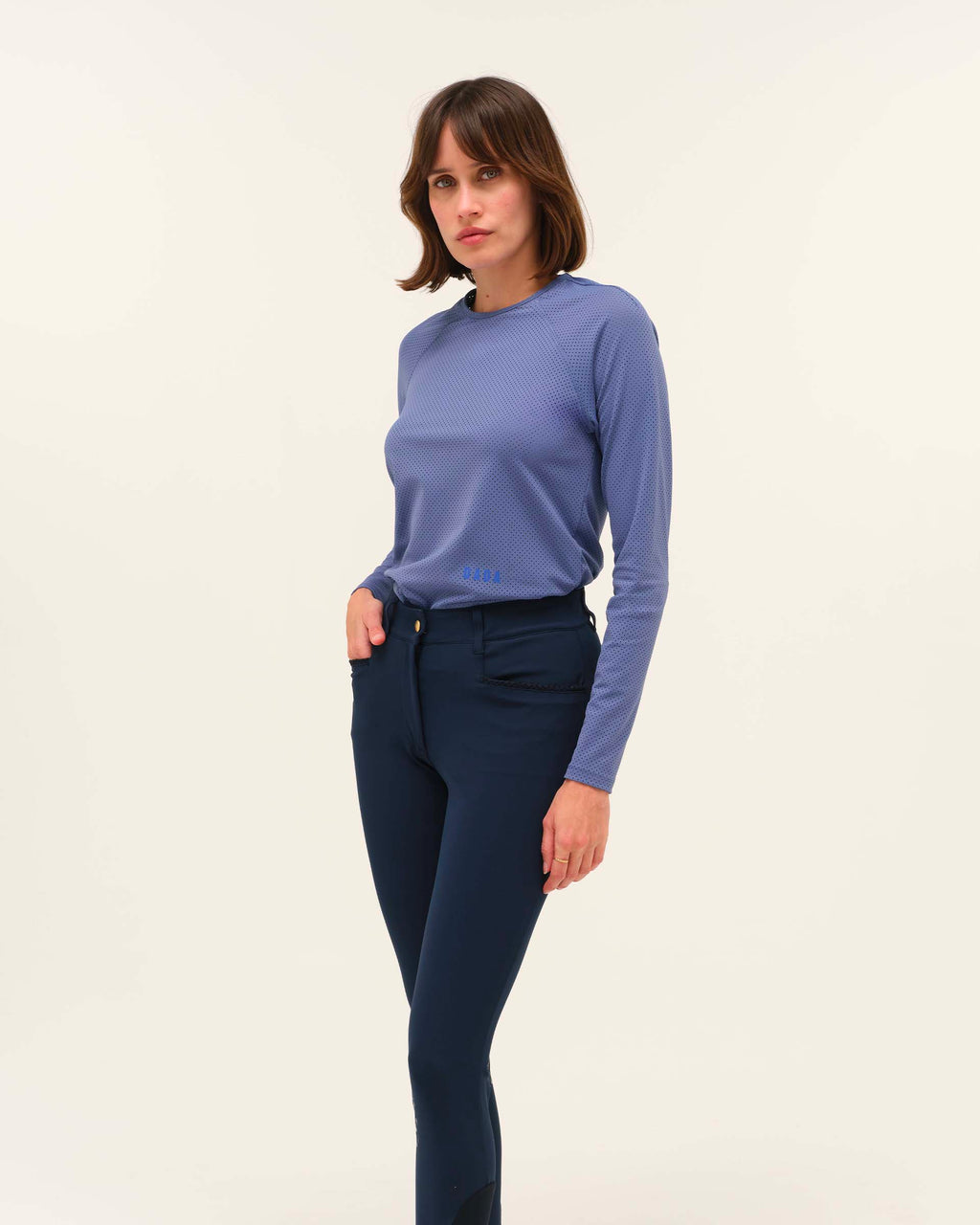 Jazz - Long-sleeved micro-perforated technical riding T-shirt, storm blue