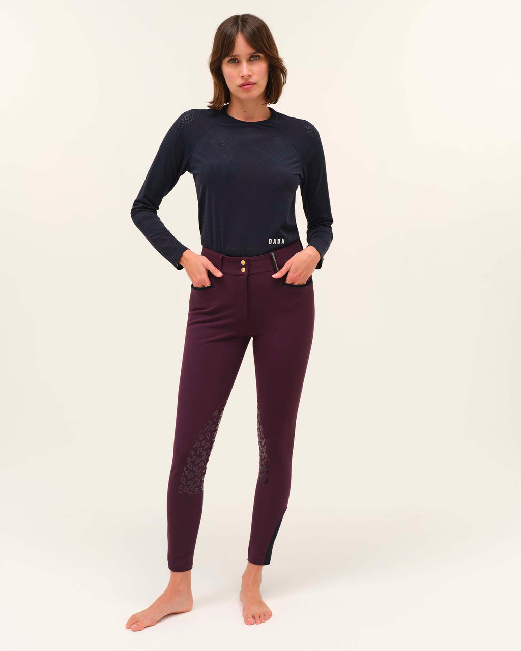 Jazz - Navy micro-perforated long-sleeved technical riding T-shirt
