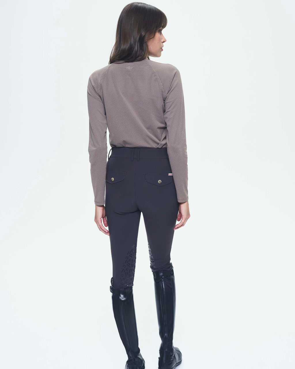 Jazz - Long-Sleeved Micro-Perforated Technical Riding T-Shirt in Iced Brown